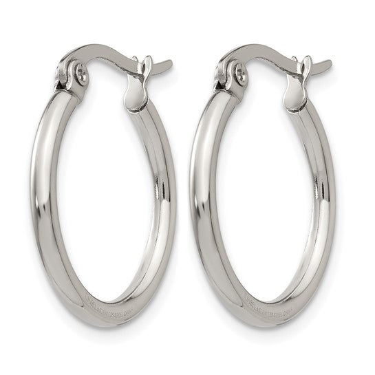 Chisel Stainless Steel Polished 19.5mm Diameter 2mm Hoop Earrings