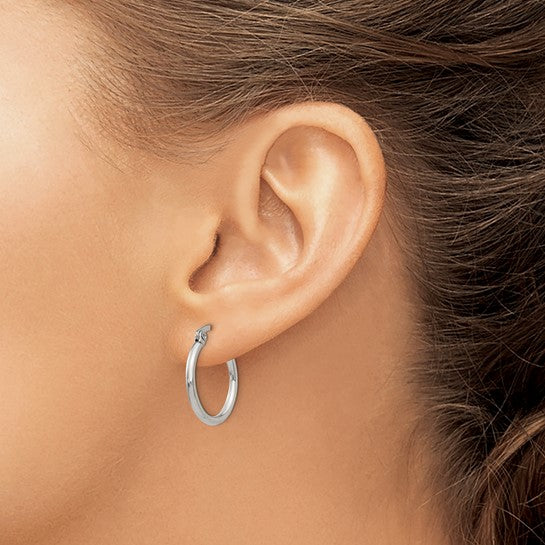 Chisel Stainless Steel Polished 19.5mm Diameter 2mm Hoop Earrings