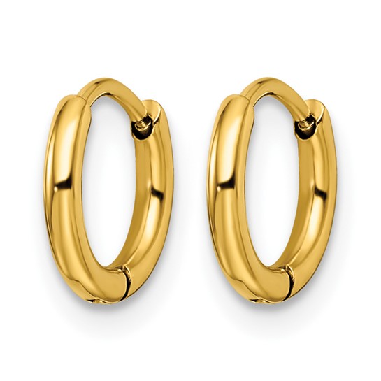 Chisel Stainless Steel Polished Yellow IP-plated 1.6mm Hinged Hoop Earrings