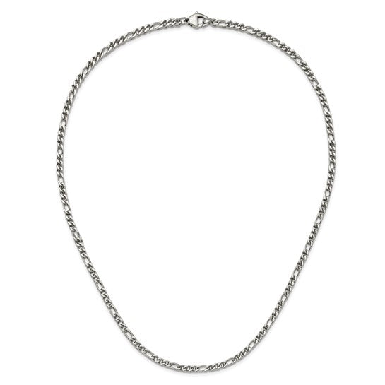 Chisel Stainless Steel Polished 4mm 24 inch Fancy Figaro Chain Necklace