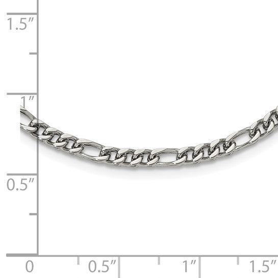 Chisel Stainless Steel Polished 4mm 24 inch Fancy Figaro Chain Necklace