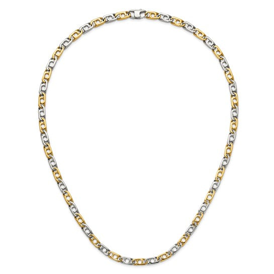 Chisel Stainless Steel Polished Yellow IP-plated 6mm 24 inch Anchor Chain Necklace