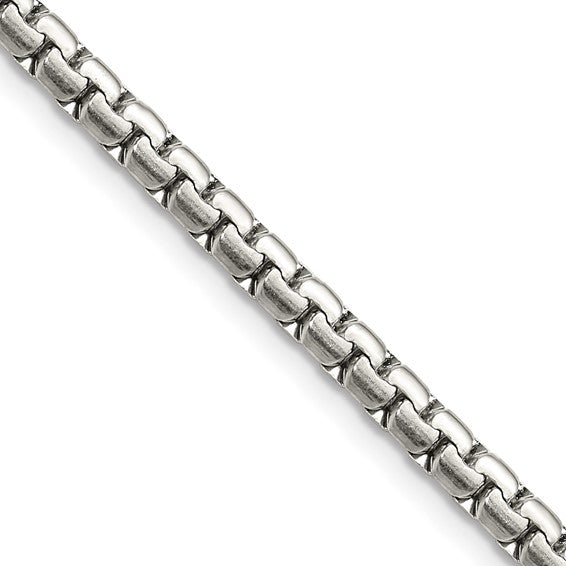 Sterling Silver Diamond-Cut Round Box Chain