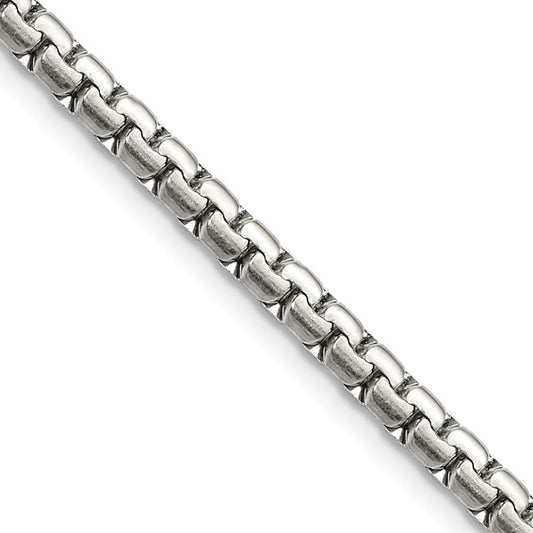 Sterling Silver Diamond-Cut Round Box Chain