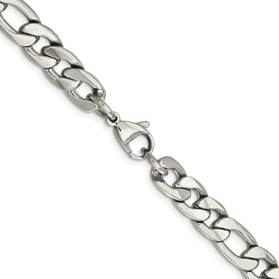 Chisel Stainless Steel Polished 5.3mm 7 inch Figaro Chain