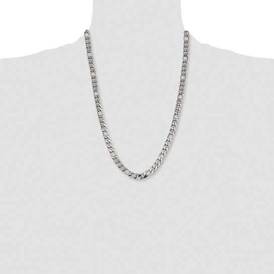 Chisel Stainless Steel Polished 5.3mm 7 inch Figaro Chain