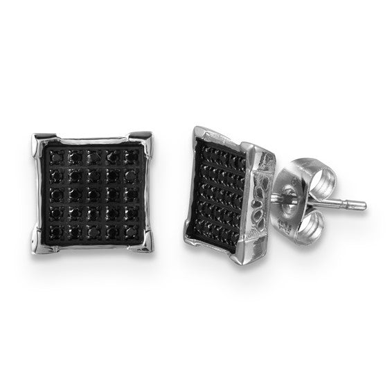 Stainless Steel 1/4 CTW Black Diamond Earrings