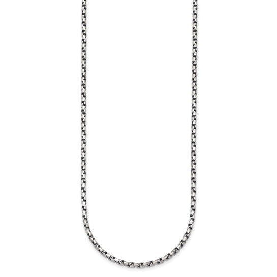 Herco Sterling Silver Antiqued and Satin Twisted Box Chain
