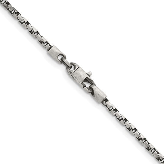Herco Sterling Silver Antiqued and Satin Twisted Box Chain