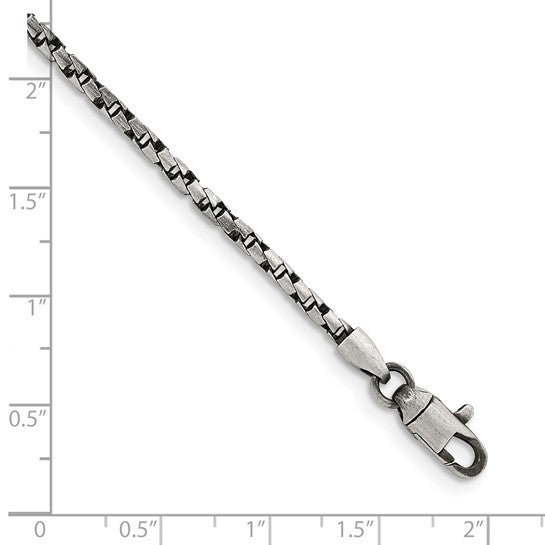 Herco Sterling Silver Antiqued and Satin Twisted Box Chain