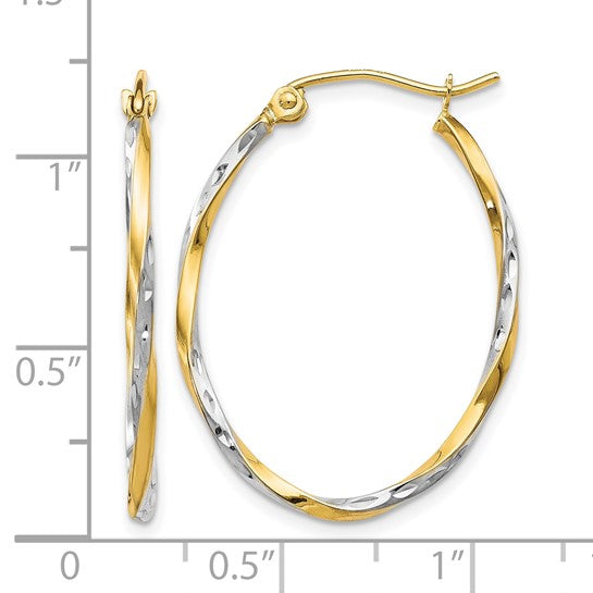 Leslie's 10K w/Rhodium Oval Hinged Hoop Earrings