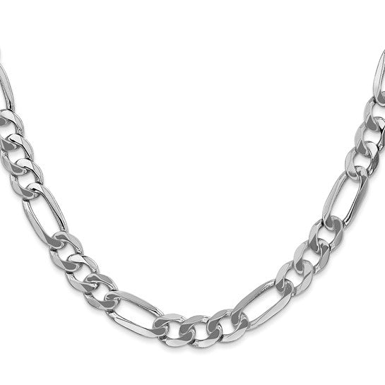 14K White Gold 18 inch 3mm Flat Figaro with Lobster Clasp Chain
