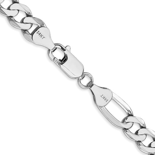 14K White Gold 18 inch 3mm Flat Figaro with Lobster Clasp Chain