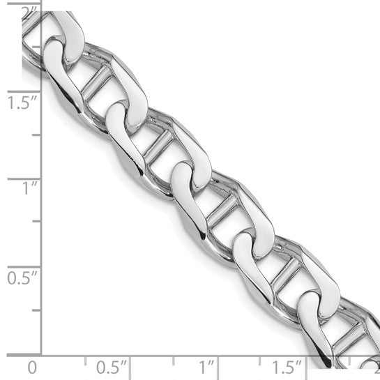 14K White Gold 10.3mm Hand Polished Fancy Anchor Link with Fancy Lobster Clasp Chain (per inch)