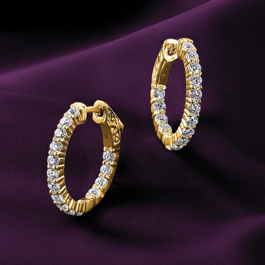 14k 1.5ct 2.30mm G H I True Light Moissanite Hoop w/Safety Clasp Earrings