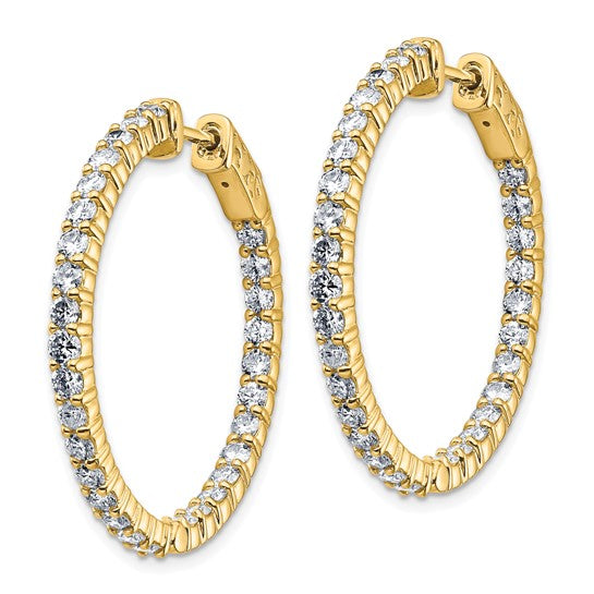 14k 3ct. 2.30mm G H I True Light Moissanite Round Hoop w/Safety Clasp Earri