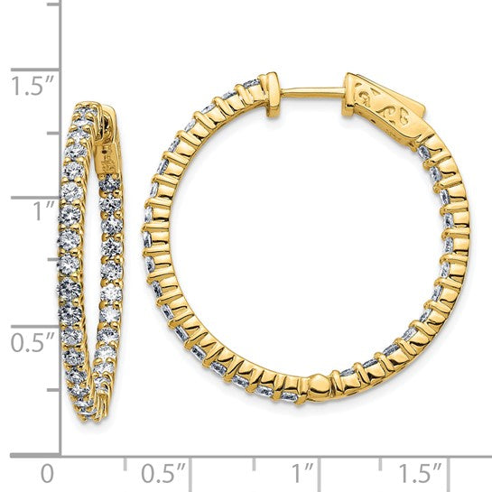 14k 3ct. 2.30mm G H I True Light Moissanite Round Hoop w/Safety Clasp Earri