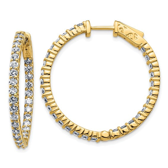 14k 3ct. 2.30mm G H I True Light Moissanite Round Hoop w/Safety Clasp Earri