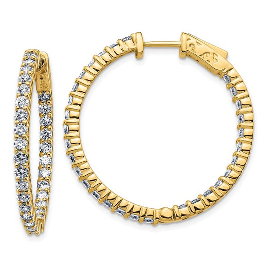 14k 3ct. 2.30mm G H I True Light Moissanite Round Hoop w/Safety Clasp Earri
