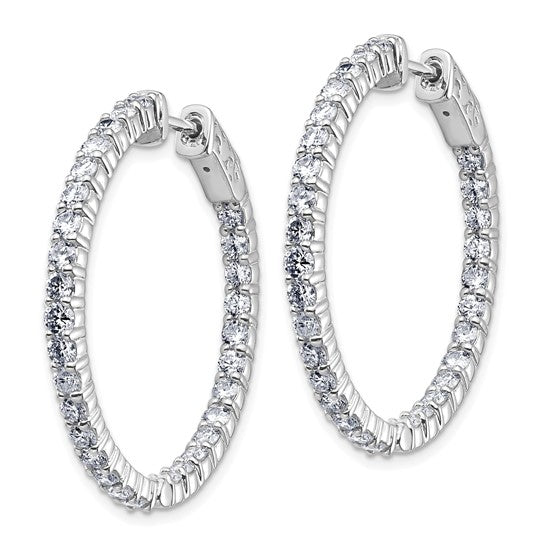 14k White Gold 3ct. 2.30mm G H I True Light Moissanite Hoop w/Safety Clasp