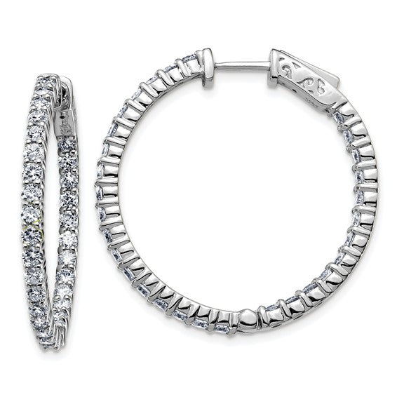 14k White Gold 3ct. 2.30mm G H I True Light Moissanite Hoop w/Safety Clasp