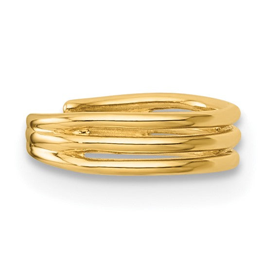 14k Polished Three Row Single Ear Cuff