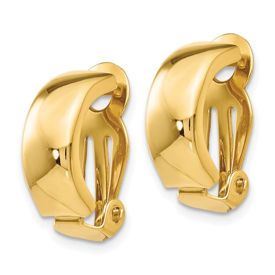 14k 6x18mm Polished Half Hoop Omega Back Non-Pierced Earrings
